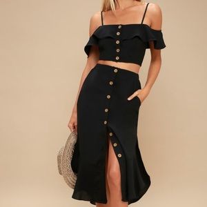 MALTA OFF-THE-SHOULDER BUTTON-UP TWO-PIECE DRESS